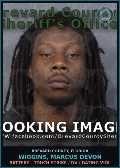 CCW arrest card for WIGGINS, MARCUS DEVON in Brevard County: Battery - Touch Strike / DV / Dating Viol