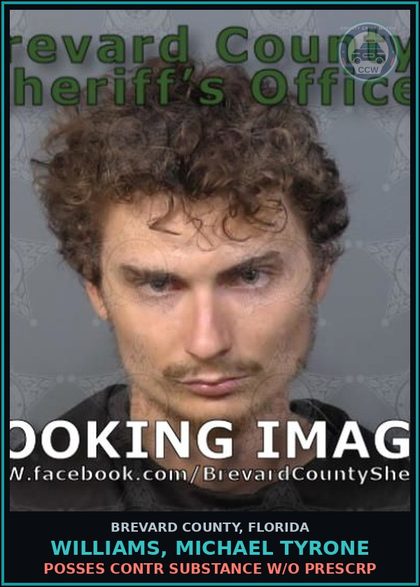 CCW arrest card for Williams, Michael Tyrone in Brevard County: Posses contr substance w/o Prescription