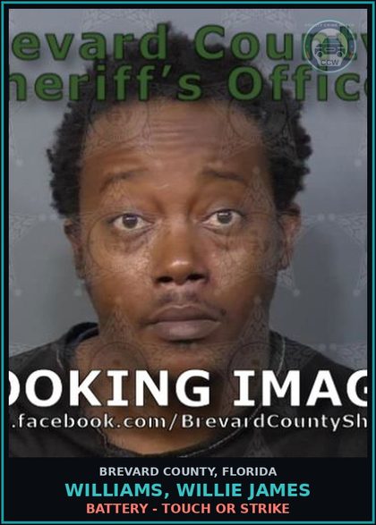 CCW arrest card for Williams, Willie James in Brevard County: Battery - Touch or Strike