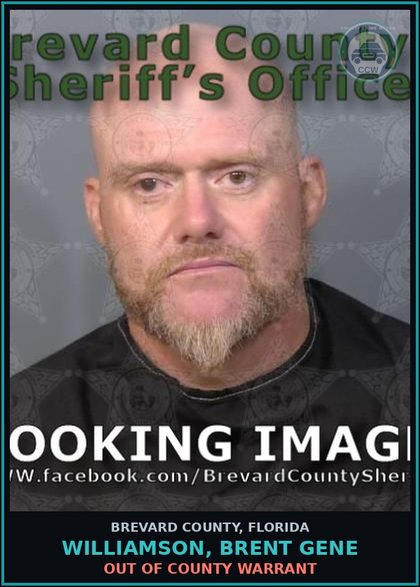 CCW arrest card for WILLIAMSON, BRENT GENE in Brevard County: Out of County Warrant