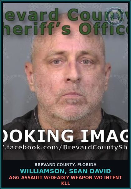 CCW arrest card for Williamson, Sean David in Brevard County: Agg Assault W/Deadly Weapon WO Intent Kill