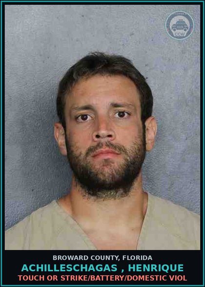 CCW arrest card for ACHILLESCHAGAS , HENRIQUE in Broward County: TOUCH OR STRIKE/BATTERY/DOMESTIC VIOL