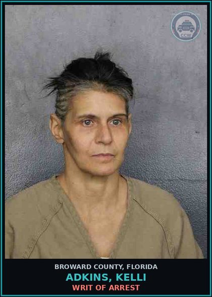 CCW arrest card for ADKINS, KELLI in Broward County: WRIT OF ARREST