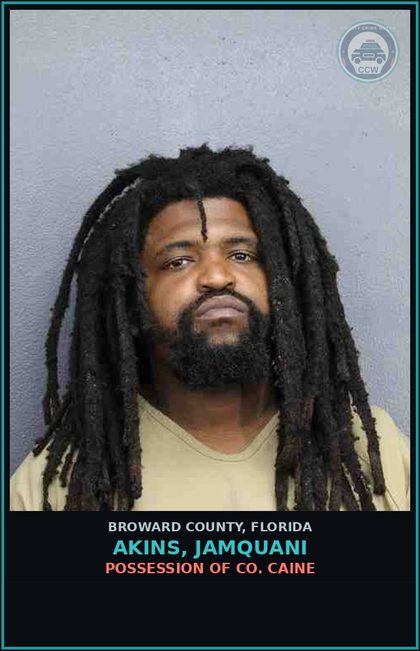 CCW arrest card for AKINS, JAMQUANI in Broward County: RESIST OFFICER-OBSTRUCT WITHOUT VIOLENCE