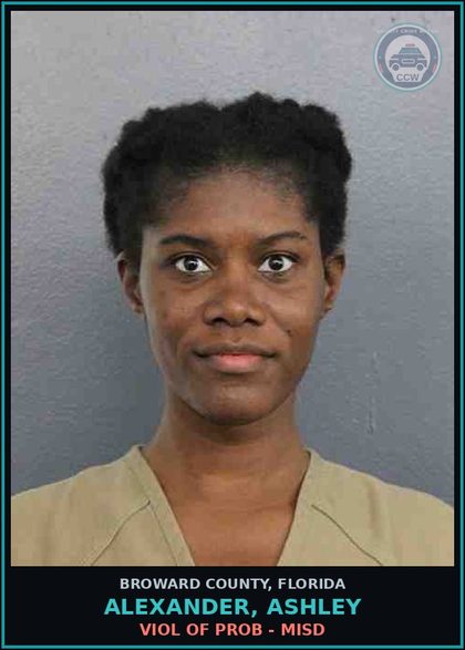 CCW arrest card for ALEXANDER, ASHLEY in Broward County: VIOL OF PROB - MISD