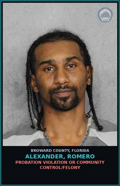 CCW arrest card for ALEXANDER, ROMERO in Broward County: POSSESS W/INTENT SELL MAN DEL MDMA (ECSTASY)