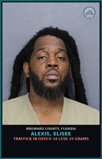 CCW arrest card for ALEXIS, ELISEE in Broward County: TRAFFICK IN oxyco 14 LESS 25 GRAMS