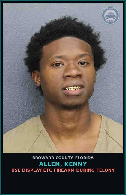 CCW arrest card for ALLEN, KENNY in Broward County: POSSESS W/INTENT SELL MANUF DELIVER Canna