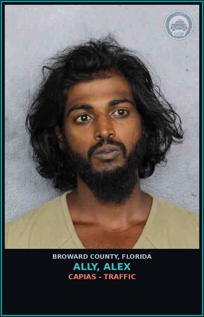 CCW arrest card for ALLY, ALEX in Broward County: CAPIAS - TRAFFIC