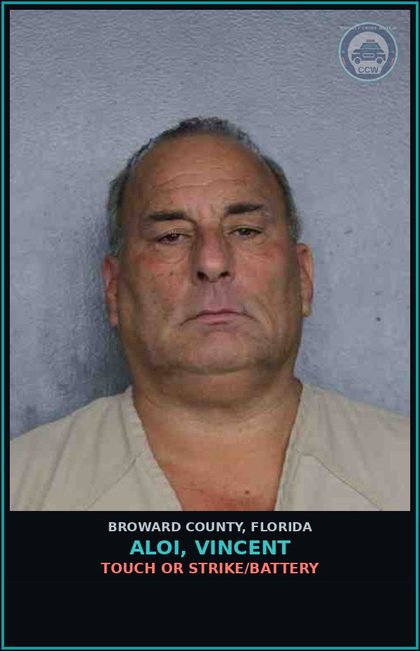 CCW arrest card for ALOI, VINCENT in Broward County: TOUCH OR STRIKE/BATTERY