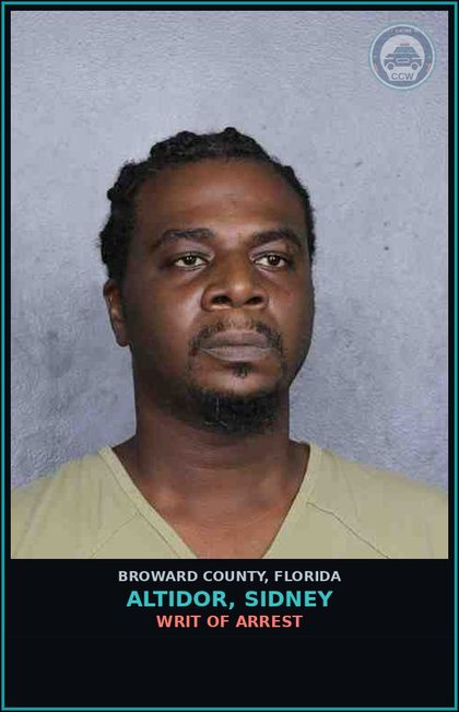 CCW arrest card for ALTIDOR, SIDNEY in Broward County: WRIT OF ARREST