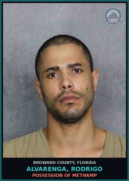 CCW arrest card for ALVARENGA, RODRIGO in Broward County: POSSESSION OF Methamp