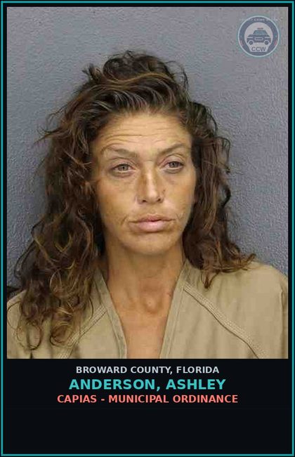CCW arrest card for ANDERSON, ASHLEY in Broward County: CAPIAS - MUNICIPAL ORDINANCE