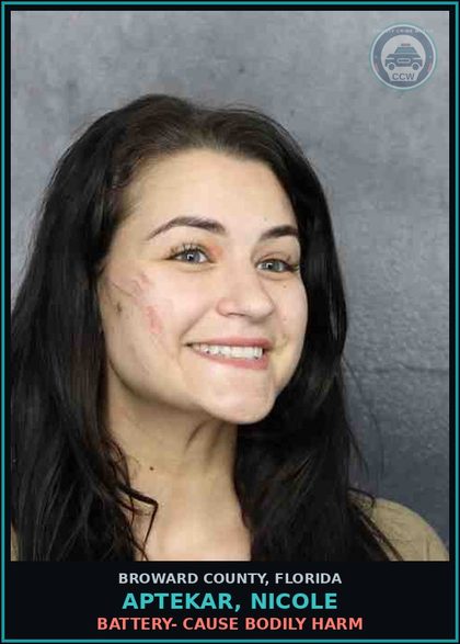 CCW arrest card for APTEKAR, NICOLE in Broward County: BATTERY- CAUSE BODILY HARM