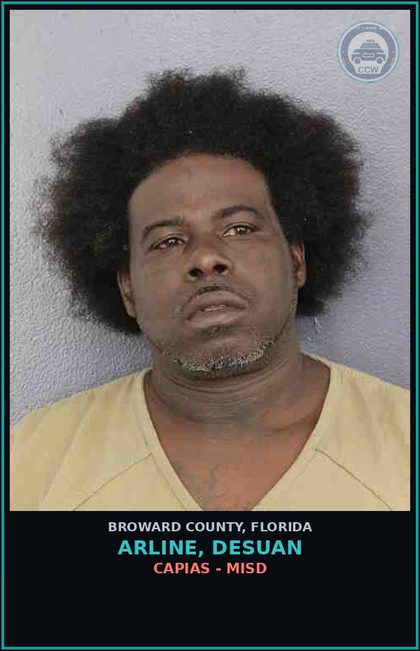 CCW arrest card for ARLINE, DESUAN in Broward County: CAPIAS - MISD