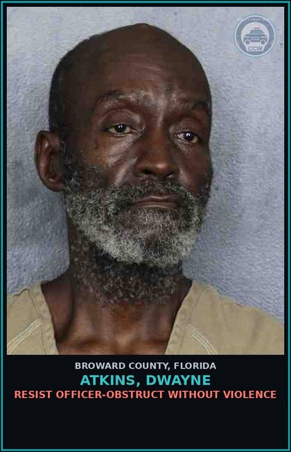CCW arrest card for ATKINS, DWAYNE in Broward County: RESIST OFFICER-OBSTRUCT WITHOUT VIOLENCE