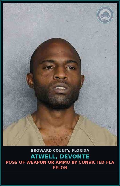 CCW arrest card for ATWELL, DEVONTE in Broward County: FAIL WEAR SAFETY BELT/OPER    