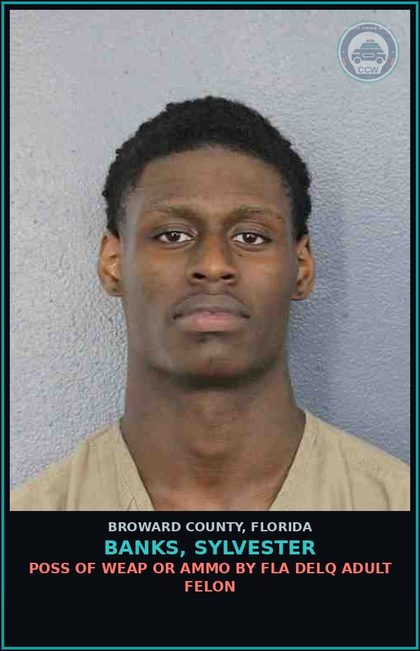 CCW arrest card for BANKS, SYLVESTER in Broward County: POSS OF WEAP OR AMMO BY FLA DELQ ADULT FELON