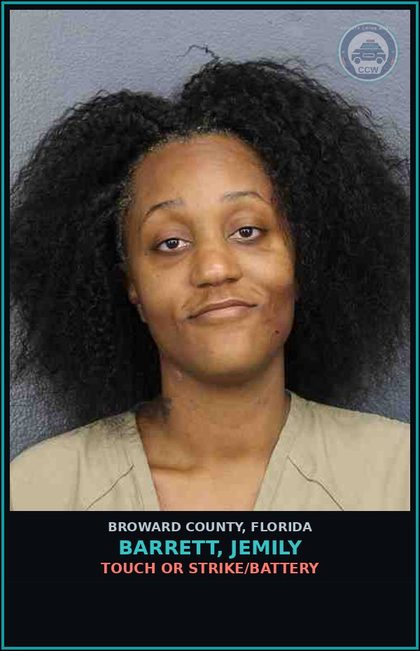 CCW arrest card for BARRETT, JEMILY in Broward County: TOUCH OR STRIKE/BATTERY