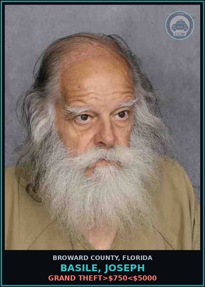 CCW arrest card for BASILE, JOSEPH in Broward County: GRAND THEFT>$750<$5000