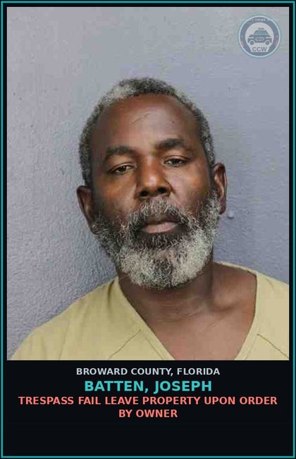 CCW arrest card for BATTEN, JOSEPH in Broward County: COURT ORDER MISD