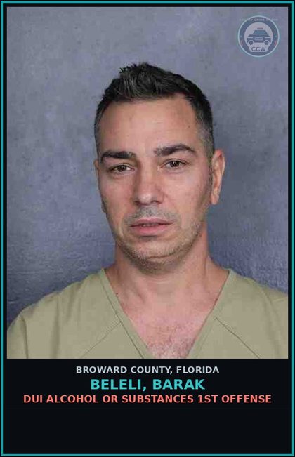 CCW arrest card for BELELI, BARAK in Broward County: DUI ALCOHOL OR DRUGS  1ST OFFENSE