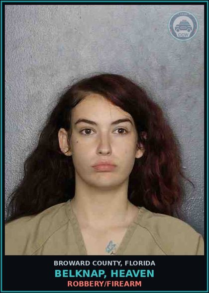 CCW arrest card for BELKNAP, HEAVEN in Broward County: ROBBERY/FIREARM 