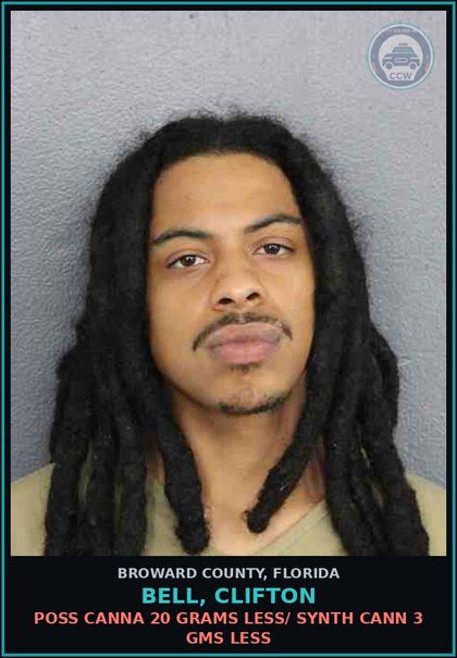 CCW arrest card for BELL, CLIFTON in Broward County: POSSESS W/INTENT SELL MANUF DELVR AMPHETAMINE