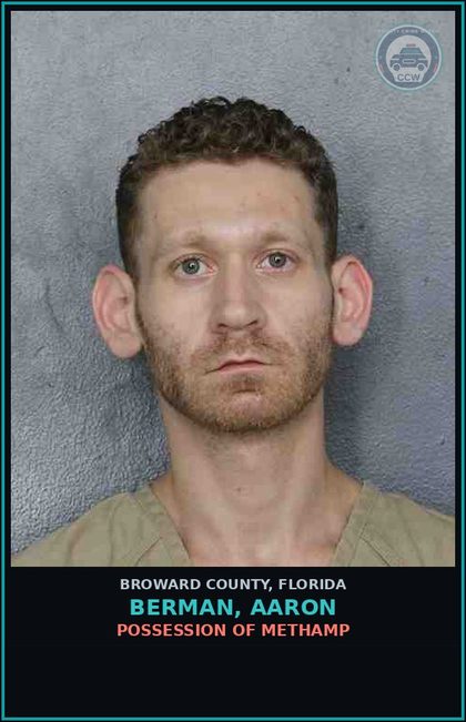 CCW arrest card for BERMAN, AARON in Broward County: OUT OF ST HOLD - FEL