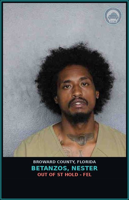 CCW arrest card for BETANZOS, NESTER in Broward County: OUT OF ST HOLD - FEL