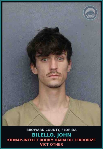 CCW arrest card for BILELLO, JOHN in Broward County: KIDNAP-INFLICT BODILY HARM OR TERRORIZE VICT OTHER