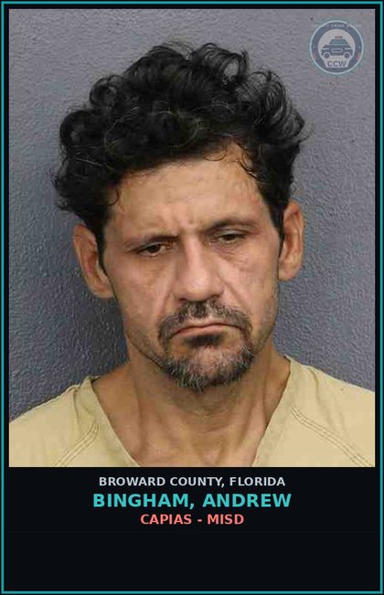 CCW arrest card for BINGHAM, ANDREW in Broward County: CAPIAS - MISD