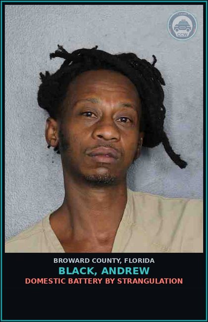 CCW arrest card for BLACK, ANDREW in Broward County: DOMESTIC BATTERY BY STRANGULATION