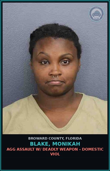 CCW arrest card for BLAKE, MONIKAH in Broward County: ABUSE chld WITHOUT GREAT BODILY HARM