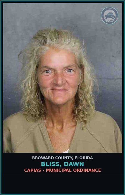 CCW arrest card for BLISS, DAWN in Broward County: CAPIAS - MUNICIPAL ORDINANCE