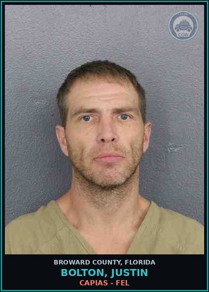 CCW arrest card for BOLTON, JUSTIN in Broward County: CAPIAS - FEL