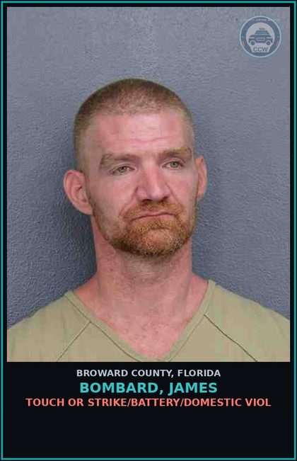 CCW arrest card for BOMBARD, JAMES in Broward County: CAPIAS - TRAFFIC