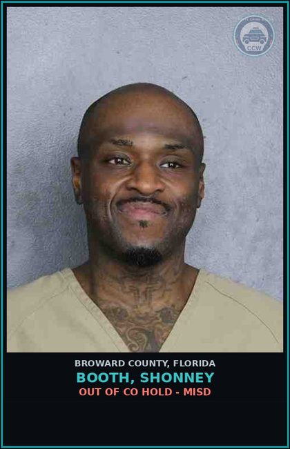 CCW arrest card for BOOTH, SHONNEY in Broward County: OUT OF CO HOLD - MISD