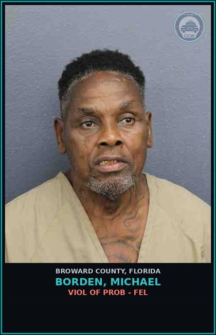 CCW arrest card for BORDEN, MICHAEL in Broward County: VIOL OF PROB - FEL