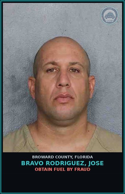 CCW arrest card for BRAVO RODRIGUEZ, JOSE in Broward County: OBTAIN FUEL BY FRAUD