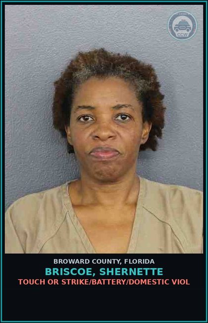 CCW arrest card for BRISCOE, SHERNETTE in Broward County: TOUCH OR STRIKE/BATTERY/DOMESTIC VIOL