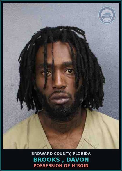CCW arrest card for BROOKS , DAVON in Broward County: POSSESSION OF HEROIN