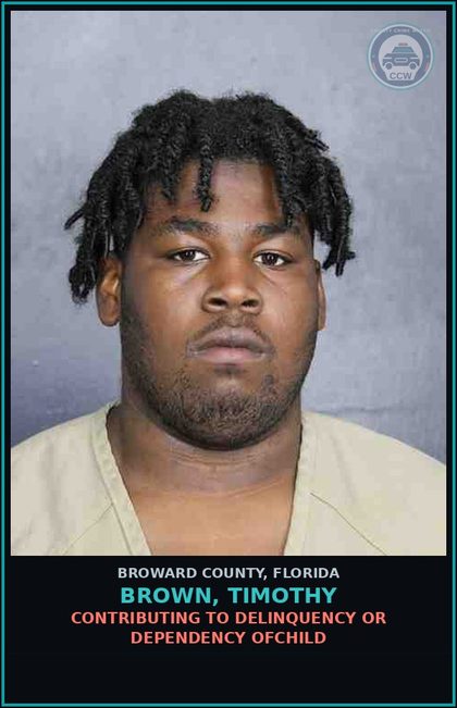 CCW arrest card for BROWN, TIMOTHY in Broward County: CONTRIBUTING TO DELINQUENCY OR DEPENDENCY OFCHILD
