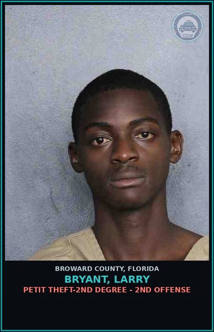 CCW arrest card for BRYANT, LARRY in Broward County: PETIT THEFT-2ND DEGREE - 2ND OFFENSE
