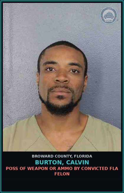CCW arrest card for BURTON, CALVIN in Broward County: FAIL TO DISPLAY VEH REG       