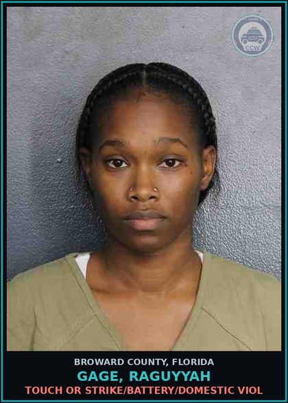 CCW arrest card for GAGE, RAGUYYAH in Broward County: TOUCH OR STRIKE/BATTERY/DOMESTIC VIOL