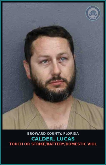 CCW arrest card for CALDER, LUCAS in Broward County: TOUCH OR STRIKE/BATTERY/DOMESTIC VIOL