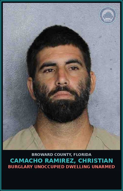 CCW arrest card for CAMACHO RAMIREZ, CHRISTIAN in Broward County: EXPLOITATION OF ELDERLY $100,000 OR MORE