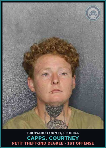 CCW arrest card for CAPPS, COURTNEY in Broward County: PETIT THEFT-2ND DEGREE - 1ST OFFENSE