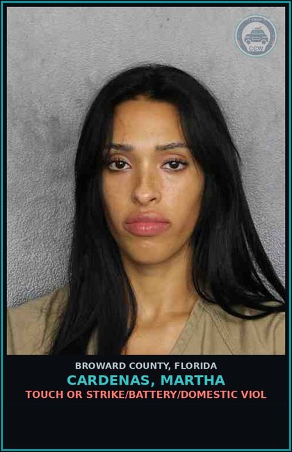 CCW arrest card for CARDENAS, MARTHA in Broward County: TOUCH OR STRIKE/BATTERY/DOMESTIC VIOL